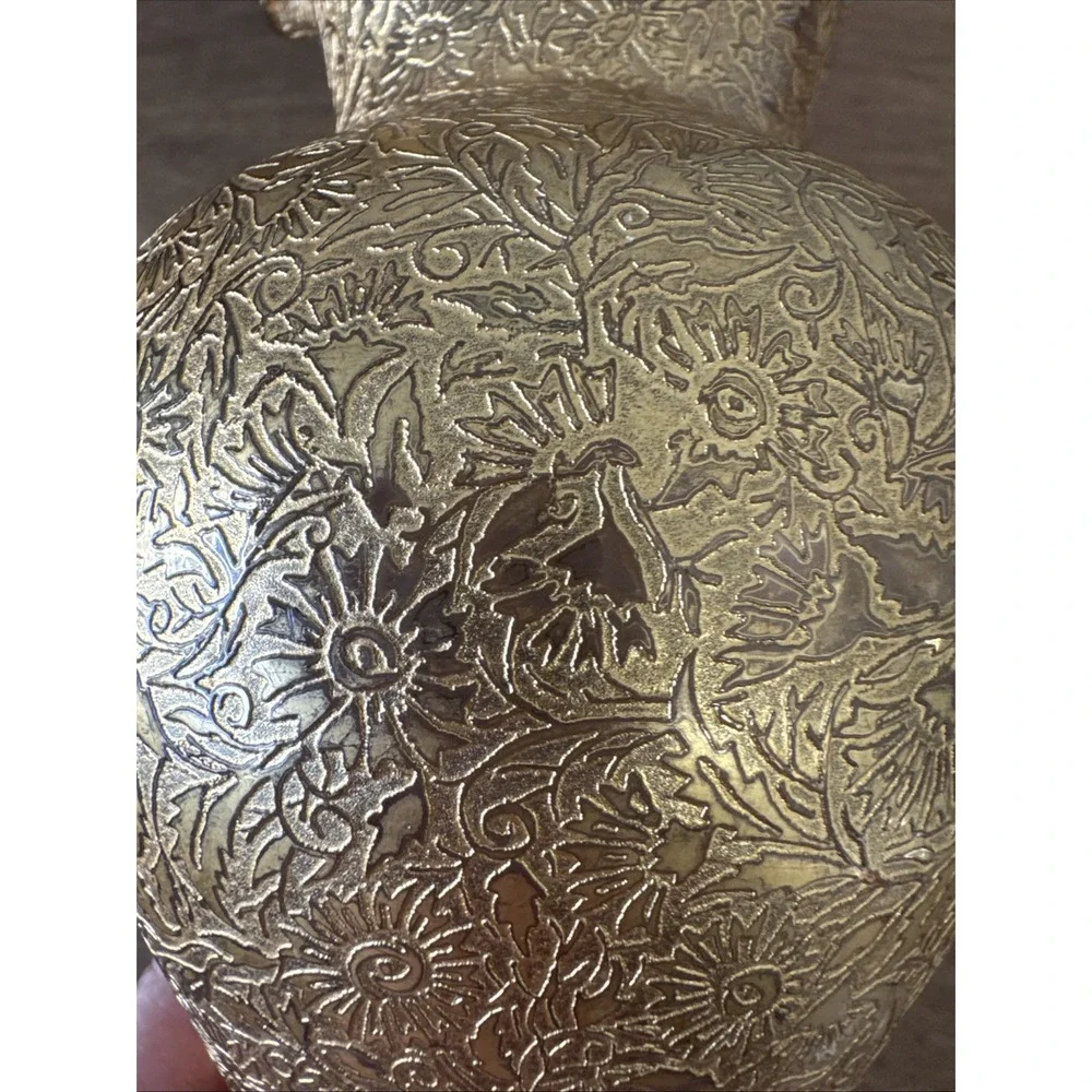 Vintage 22K gold encrusted glass vase Glastonbury Lotus Daisy Field Floral Patte